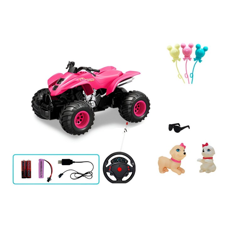 Cuatrimoto Recargable Muñeca Muñeco Control Remoto + Bateria