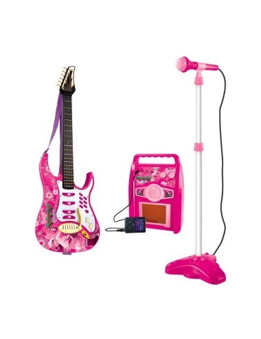 Guitarra Microfono Parlante Juguete Niñas Musica + Baterias