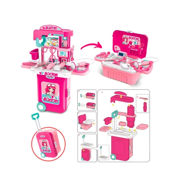 Maleta Armable 3 En 1 Accesorios Doctora Utencilios Juguete