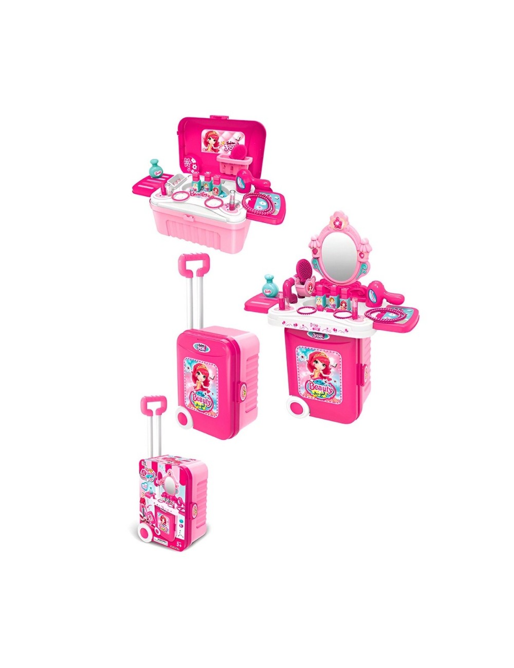 Maleta Armable 3 En 1 Accesorios Tocador Accesorios Juguete