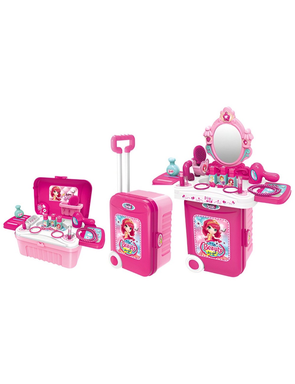 Maleta Armable 3 En 1 Accesorios Tocador Accesorios Juguete