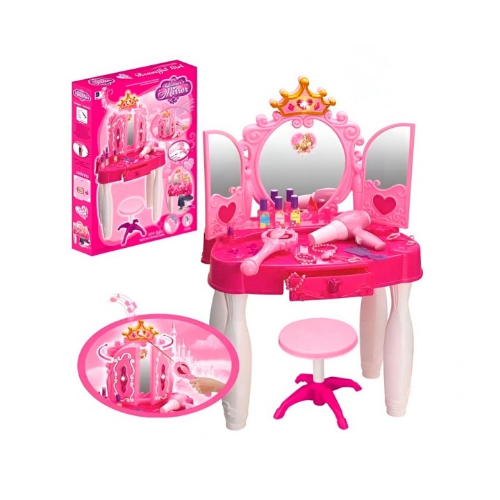 Set Maquillaje Tocador Grande Princesas Castillo Peinador