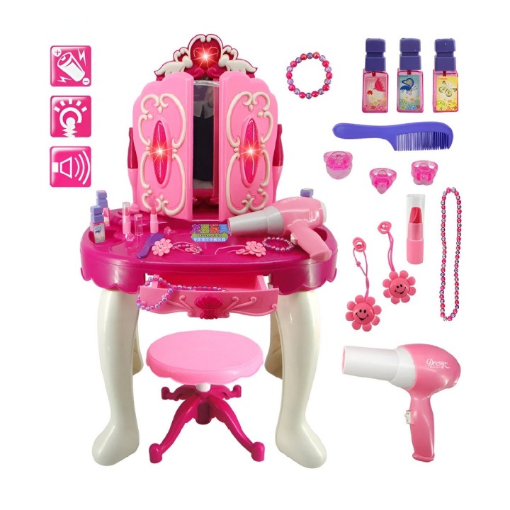 Set Maquillaje Tocador Grande Princesas Castillo Peinador