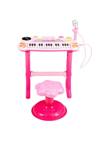 Piano Organeta Teclado Musical Mesa Interactivo Niña+ Tabure