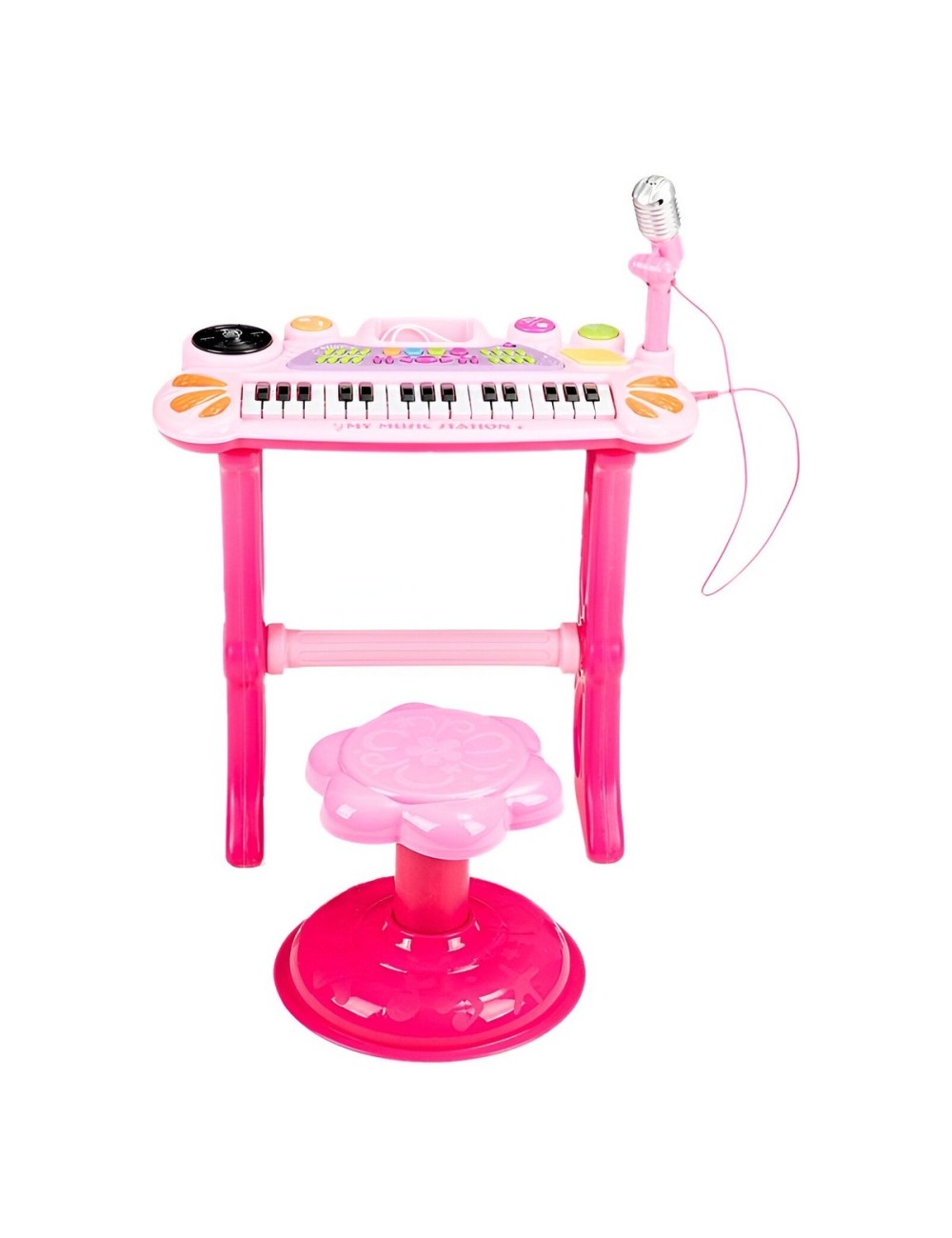 Piano Organeta Teclado Musical Mesa Interactivo Niña+ Tabure