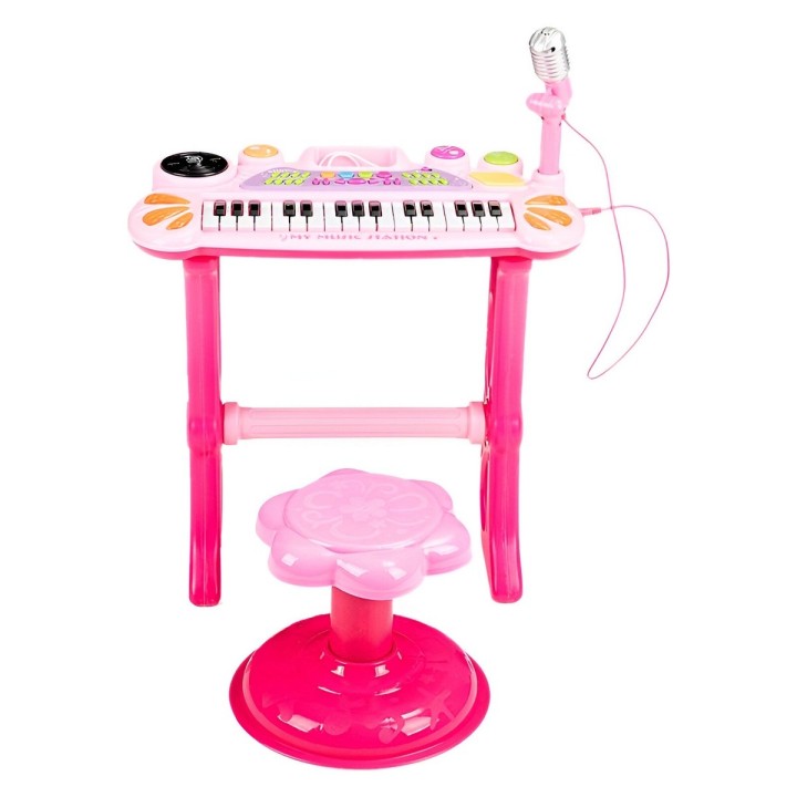 Piano Organeta Teclado Musical Mesa Interactivo Niña+ Tabure