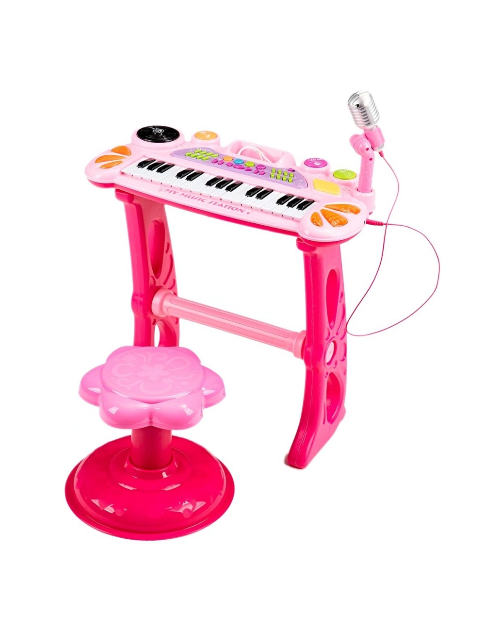 Piano Organeta Teclado Musical Mesa Interactivo Niña+ Tabure