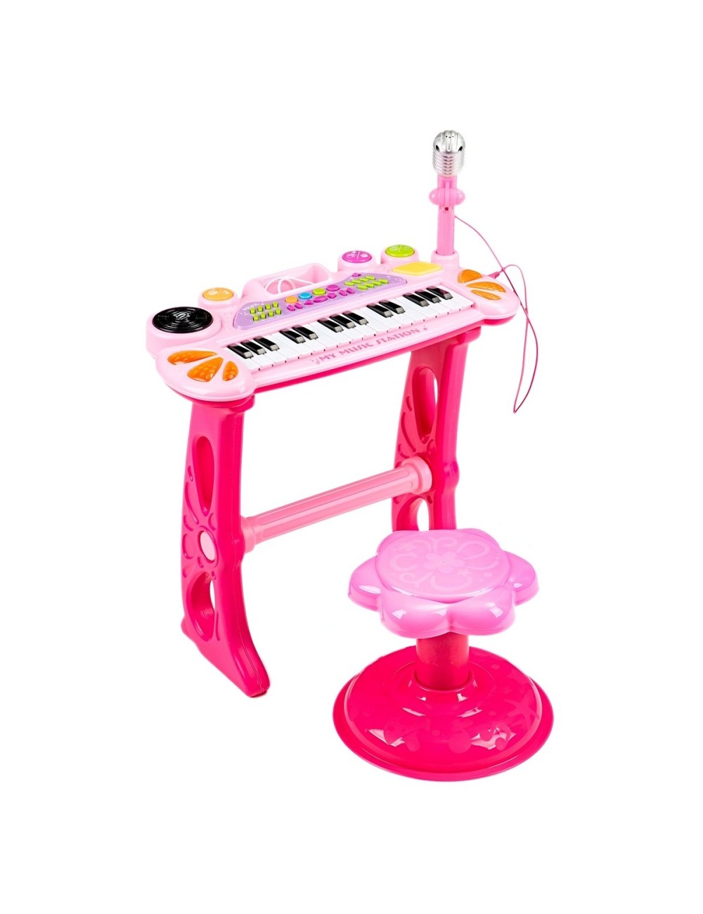 Piano Organeta Teclado Musical Mesa Interactivo Niña+ Tabure