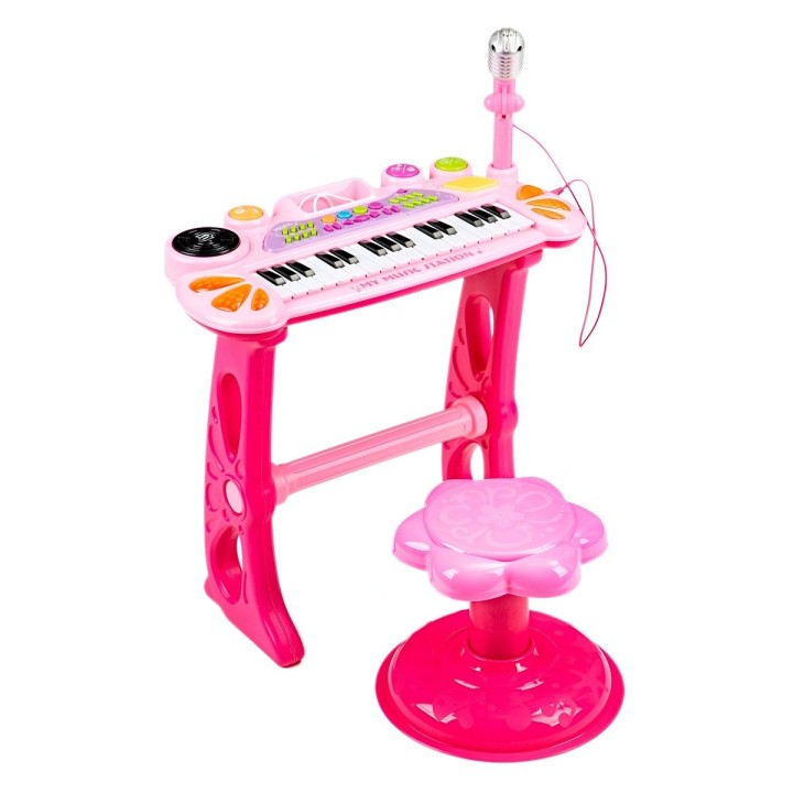 Piano Organeta Teclado Musical Mesa Interactivo Niña+ Tabure