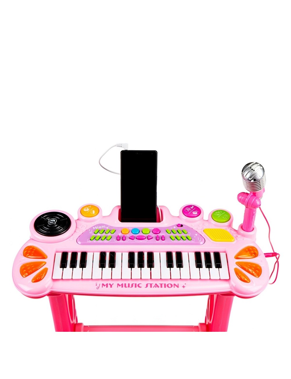 Piano Organeta Teclado Musical Mesa Interactivo Niña+ Tabure