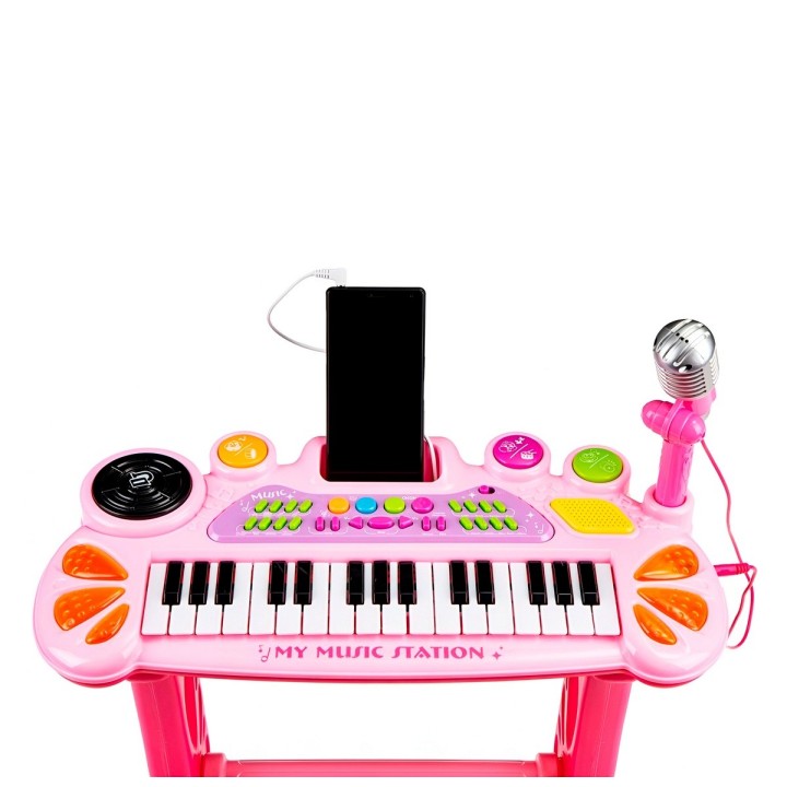 Piano Organeta Teclado Musical Mesa Interactivo Niña+ Tabure