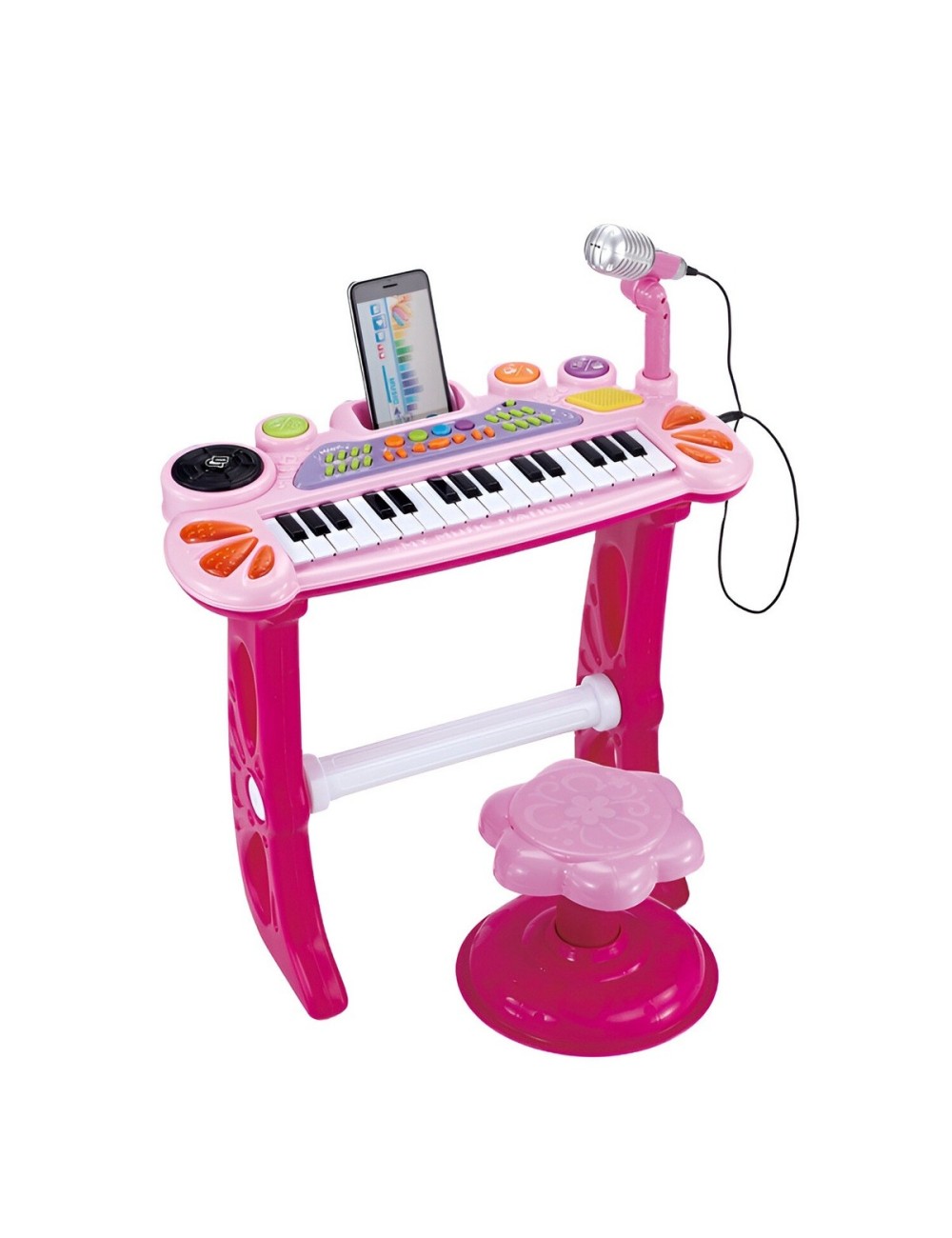 Piano Organeta Teclado Musical Mesa Interactivo Niña+ Tabure