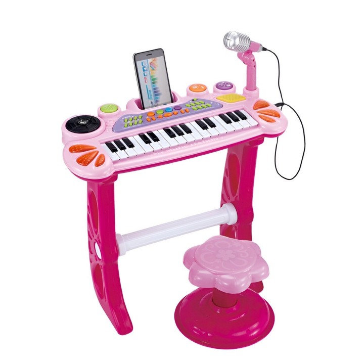 Piano Organeta Teclado Musical Mesa Interactivo Niña+ Tabure
