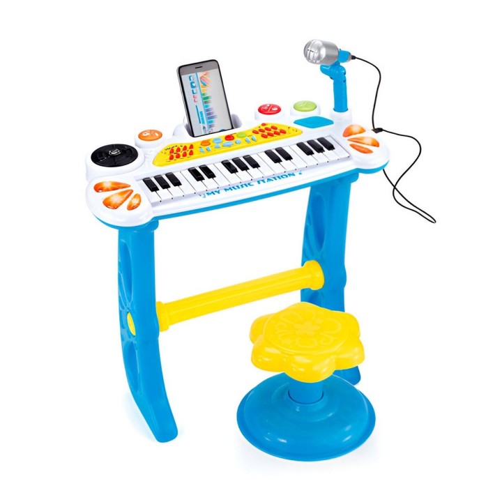 Piano Organeta Teclado Musical Mesa Interactivo Niño+ Tabure