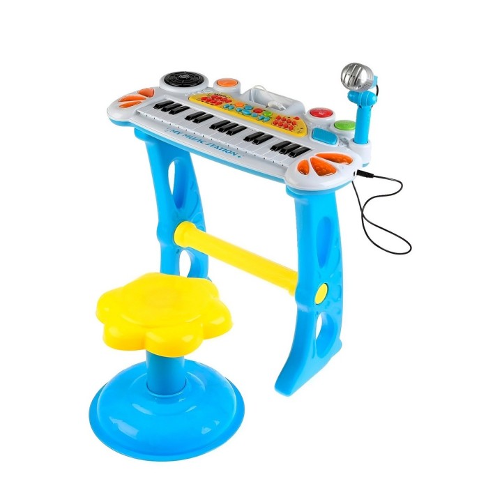 Piano Organeta Teclado Musical Mesa Interactivo Niño+ Tabure