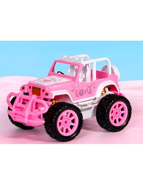 Carro Jeep Muñeca Rosa Recargable + Control Juguete Niñas