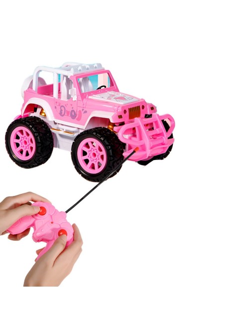 Carro Jeep Muñeca Rosa Recargable + Control Juguete Niñas