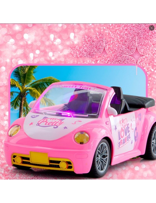 Carro Deportivo Muñeca Rosa Recargable +control Juguete Niña