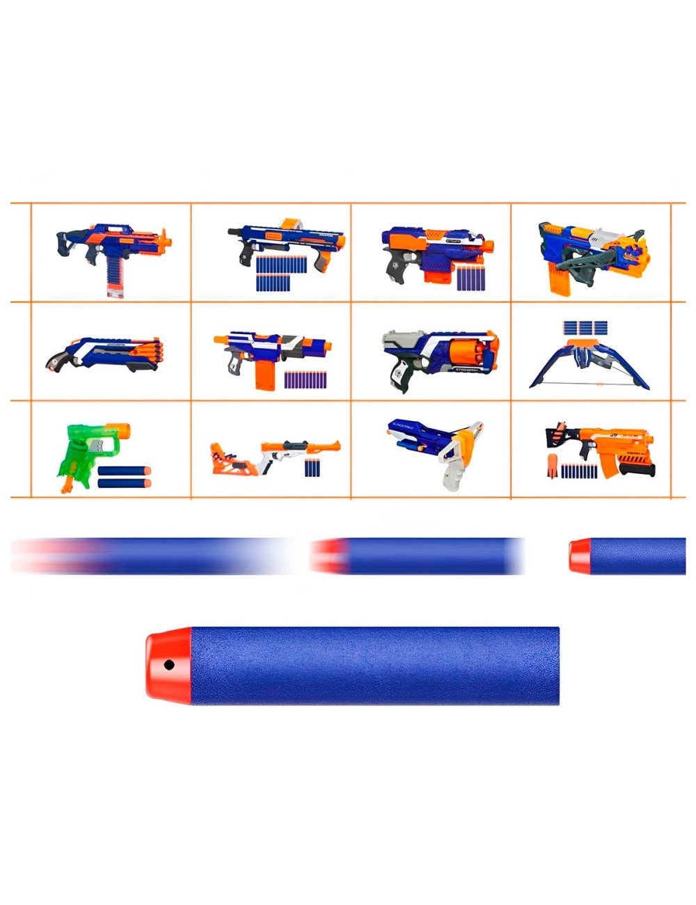 Dardos (balas) Para Pistolas Nerf N-strike Gun X 10 Piezas