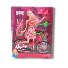 Muñeca Vestido Accesorios Bicicleta Patines Belleza