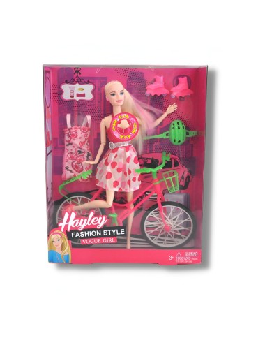 Muñeca Vestido Accesorios Bicicleta Patines Belleza