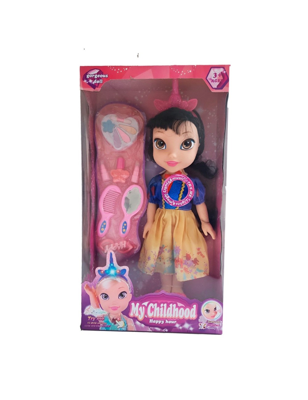 Muñeca Amarillo Princesa Corona Vestido Accesorios Belleza