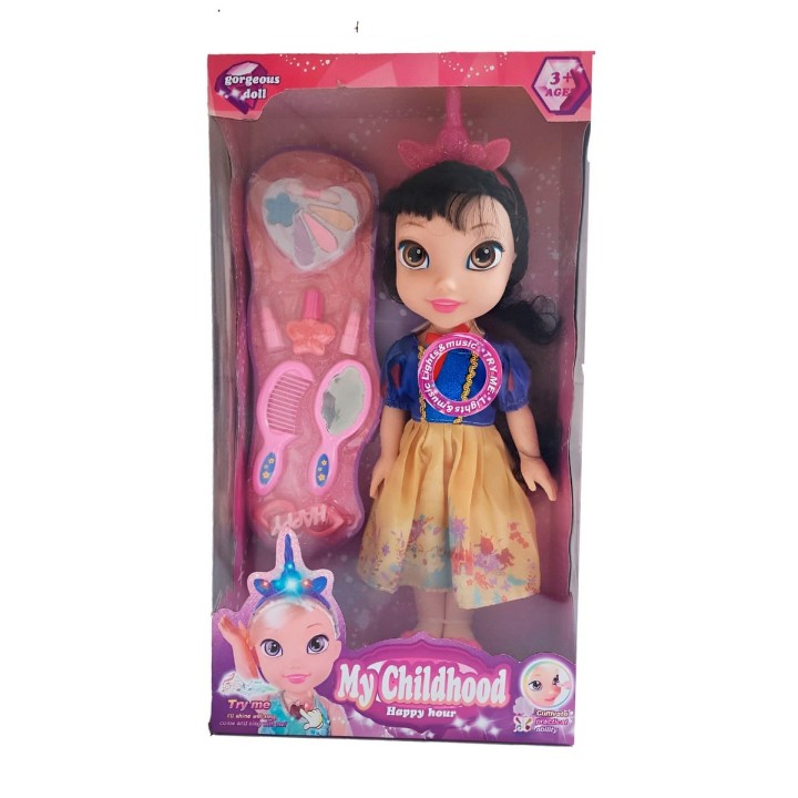 Muñeca Amarillo Princesa Corona Vestido Accesorios Belleza
