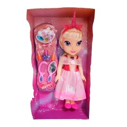 Muñeca Rosa Princesa Corona Vestido Accesorios Belleza