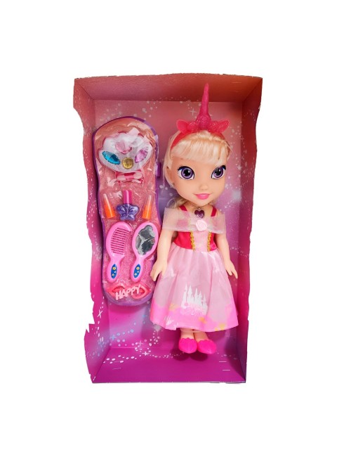 Muñeca Rosa Princesa Corona Vestido Accesorios Belleza