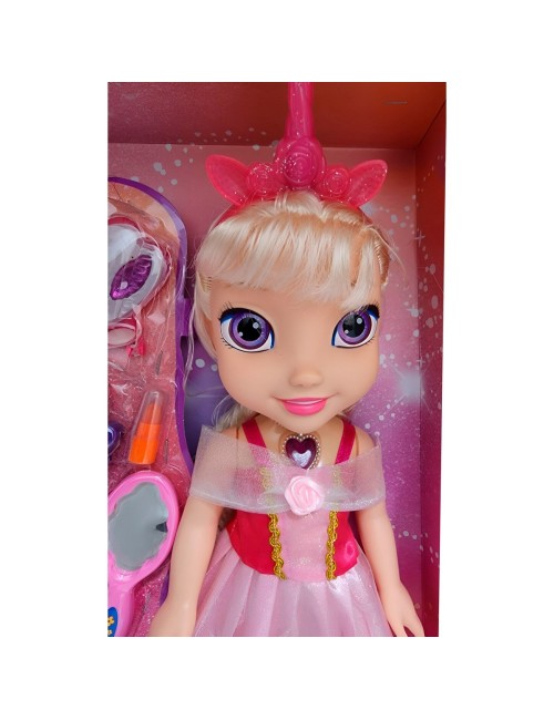 Muñeca Rosa Princesa Corona Vestido Accesorios Belleza