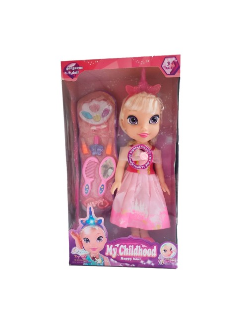 Muñeca Rosa Princesa Corona Vestido Accesorios Belleza