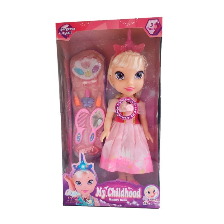 Muñeca Rosa Princesa Corona Vestido Accesorios Belleza