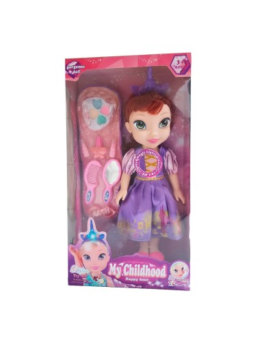 Muñeca Lila Princesa Corona Vestido Accesorios Belleza