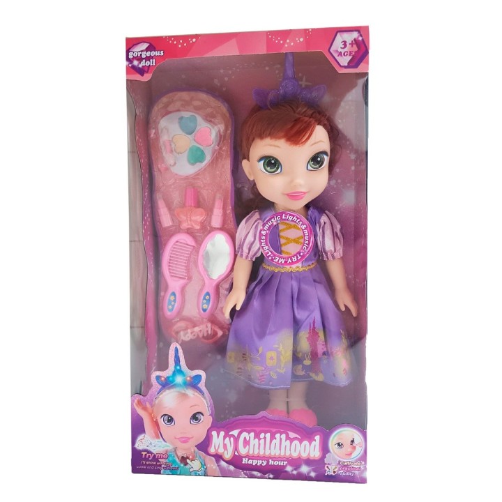 Muñeca Lila Princesa Corona Vestido Accesorios Belleza