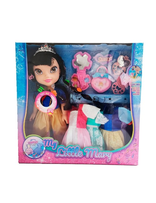 Muñeca Amarilla Corona Princesa Vestidos Accesorios Juguete