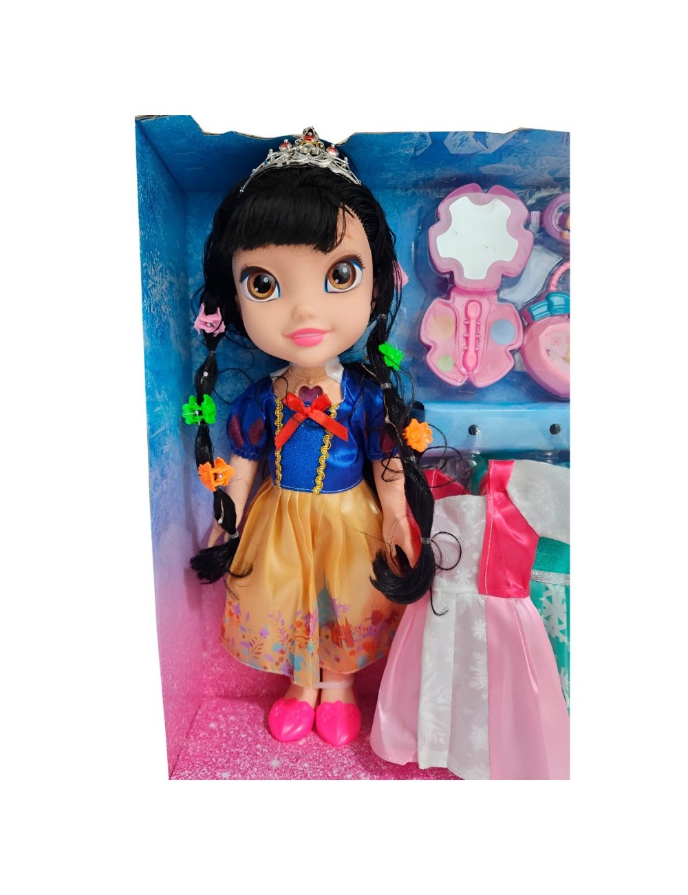 Muñeca Amarilla Corona Princesa Vestidos Accesorios Juguete