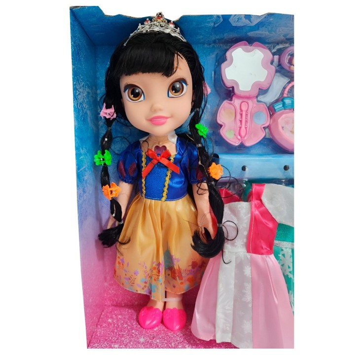 Muñeca Amarilla Corona Princesa Vestidos Accesorios Juguete