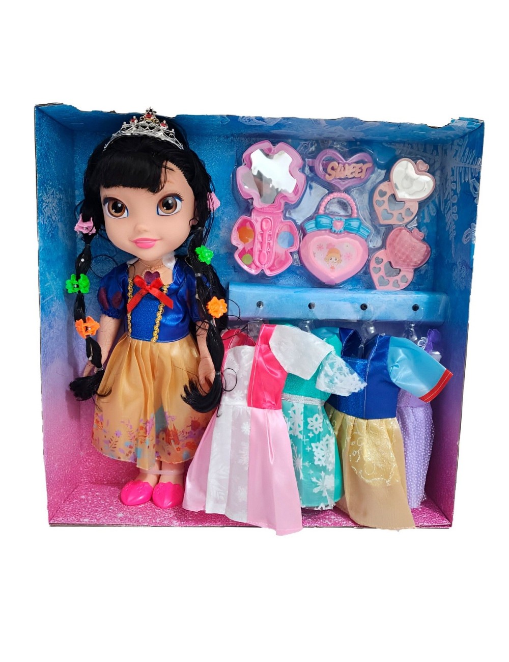 Muñeca Amarilla Corona Princesa Vestidos Accesorios Juguete