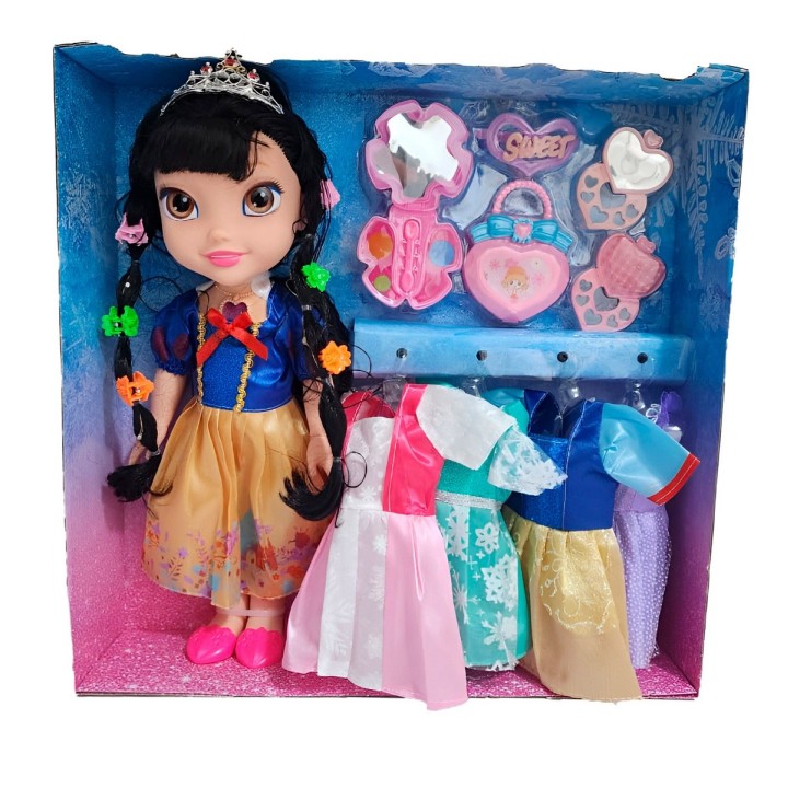 Muñeca Amarilla Corona Princesa Vestidos Accesorios Juguete