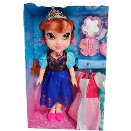 Muñeca Azul Corona Princesa Vestidos Accesorios Juguete