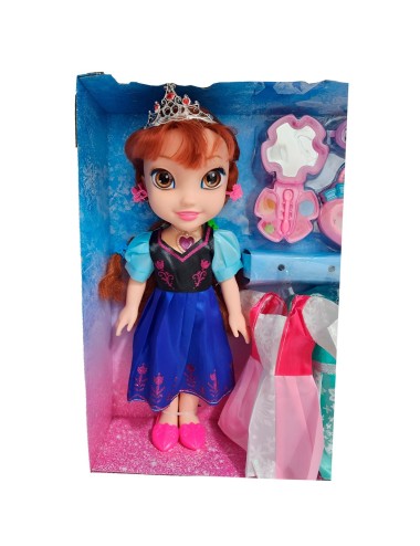 Muñeca Azul Corona Princesa Vestidos Accesorios Juguete