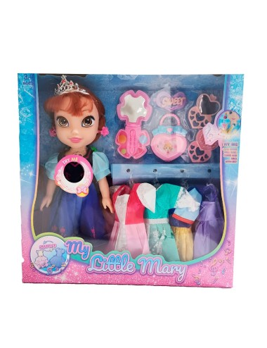 Muñeca Azul Corona Princesa Vestidos Accesorios Juguete
