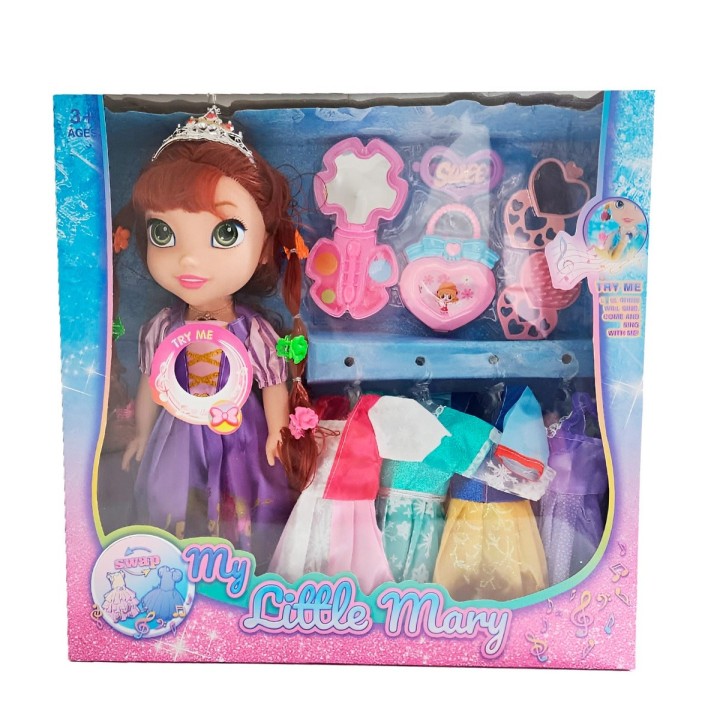 Muñeca Violeta Corona Princesa Vestidos Accesorios Juguete