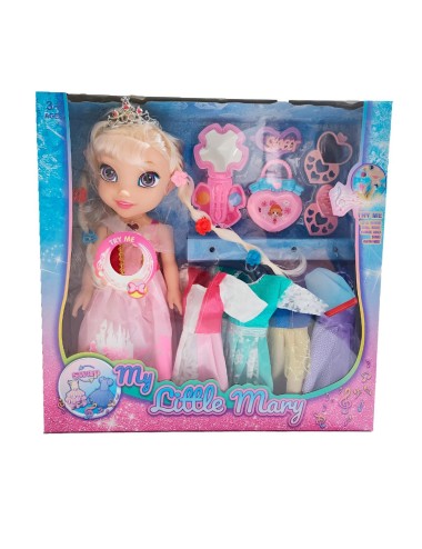 Muñeca Rosa Corona Princesa Vestidos Accesorios Juguete