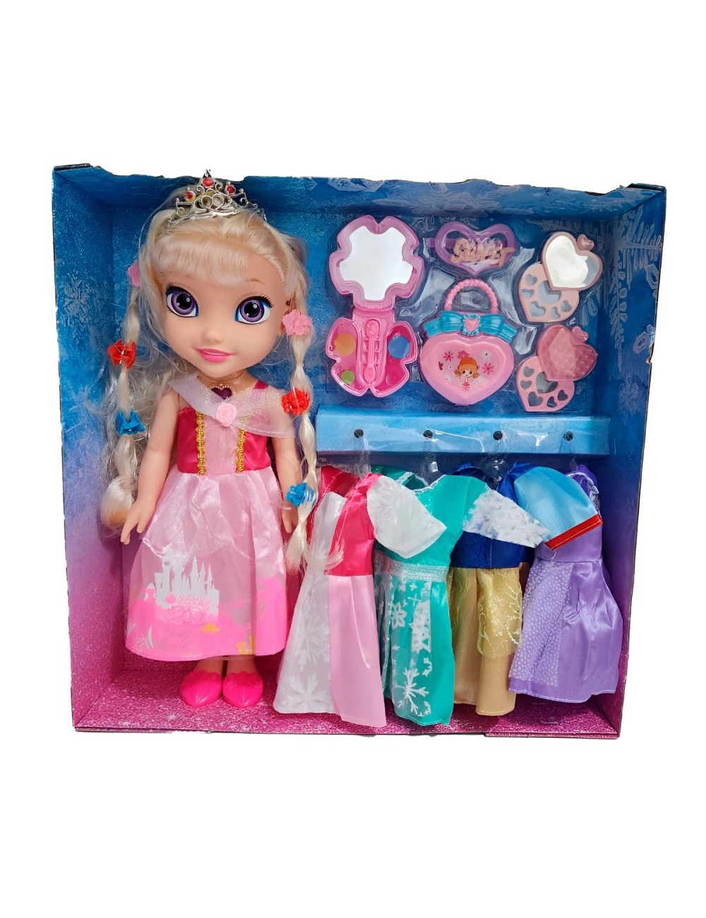 Muñeca Rosa Corona Princesa Vestidos Accesorios Juguete