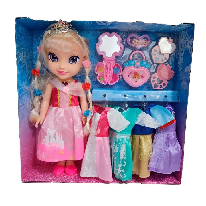 Muñeca Rosa Corona Princesa Vestidos Accesorios Juguete