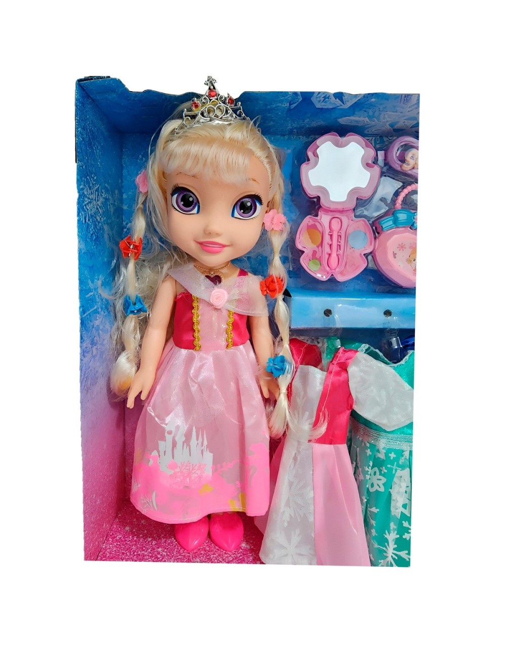 Muñeca Rosa Corona Princesa Vestidos Accesorios Juguete