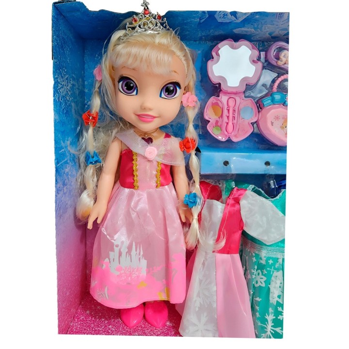 Muñeca Rosa Corona Princesa Vestidos Accesorios Juguete