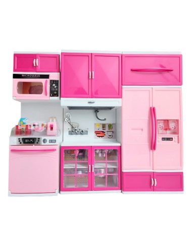 Cocina Muñecas Horno Luz Nevera Sonido 3 Modulos Niñas