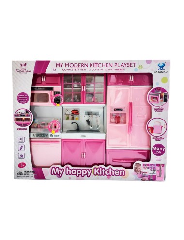 Cocina Muñecas Horno Luz Nevera Sonido 3 Modulos Niñas